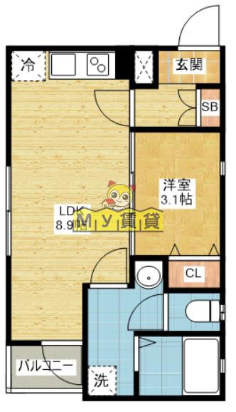 MIA CASA 大須(1LDK/2階)の間取り写真