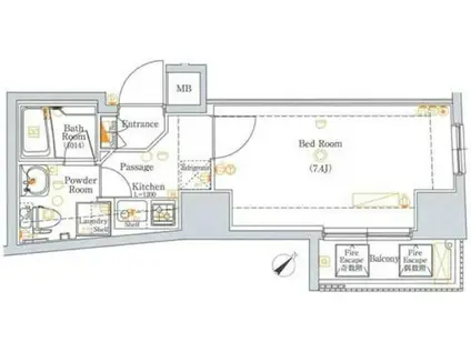 XEBEC門前仲町(1K/5階)の間取り写真