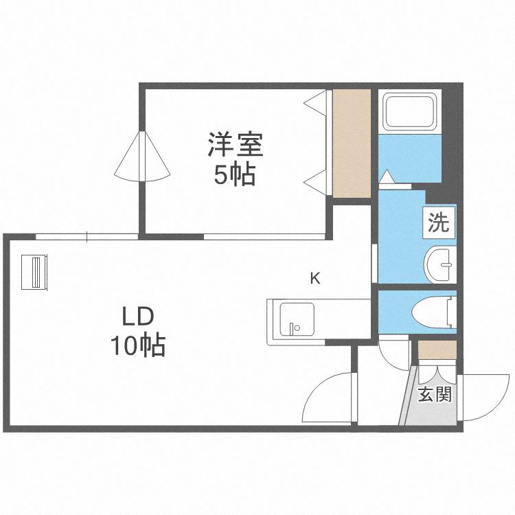 アーブル南平岸(1LDK/1階)の間取り写真