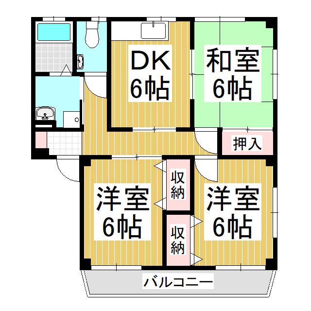 コーポ桜田(3DK/3階)の間取り写真