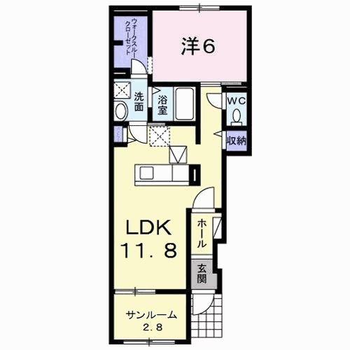 シャンテ A(1LDK/1階)の間取り写真