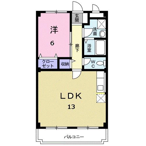 ニューマリッチハピネス(1LDK/2階)の間取り写真