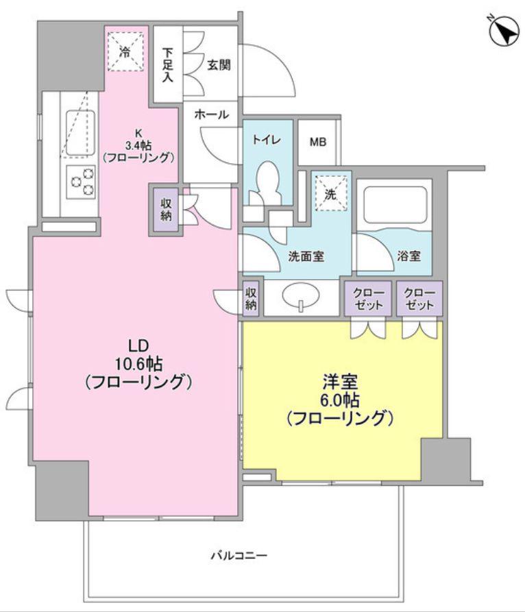 ルジェンテ高輪台(1LDK/3階)の間取り写真