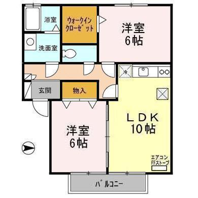 エルドラード ナナB(2LDK/2階)の間取り写真