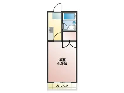 高棚1RM(1K/3階)の間取り写真