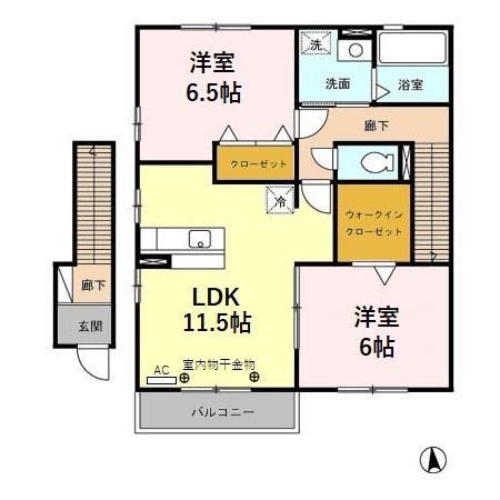 クローバーガーデンB(2LDK/2階)の間取り写真