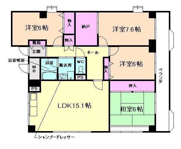 ウイングス室町ビル(4SLDK/6階)の間取り写真