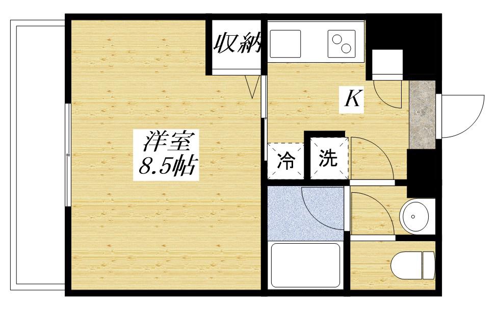 福生セイワレジデンス(1K/3階)の間取り写真