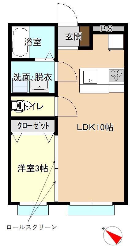 プルミエールつくば(ワンルーム/1階)の間取り写真