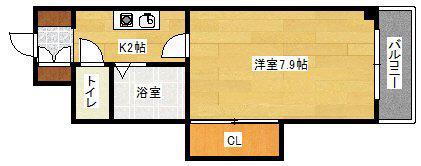 ヴィアーレ古市(1K/2階)の間取り写真