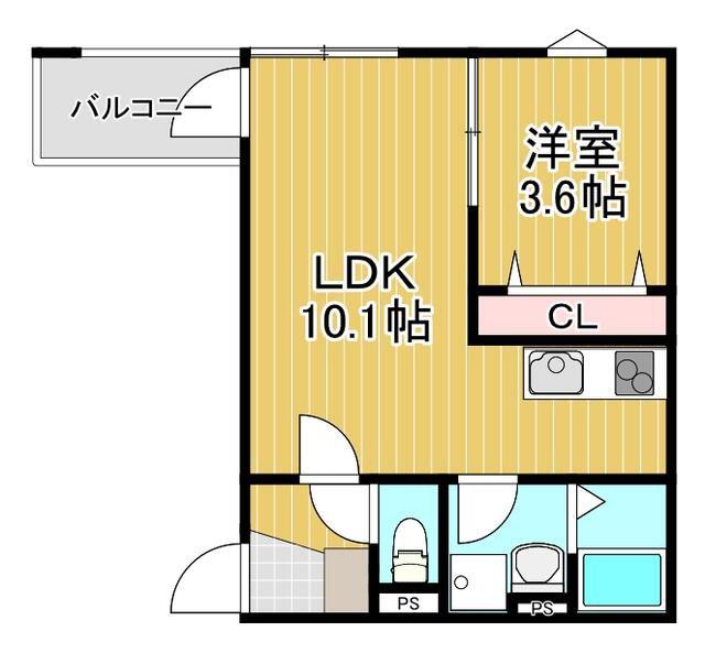 LA-CREA ZⅡ(1LDK/2階)の間取り写真