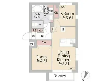 COMPOSITE目黒学芸大学THEPARK(1SLDK/3階)の間取り写真