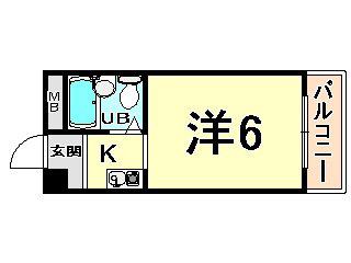 プリエール名神尼崎(ワンルーム/9階)の間取り写真