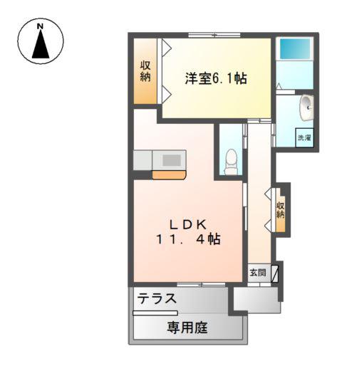 グランウッド(1LDK/1階)の間取り写真