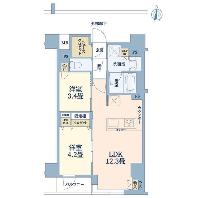 イニシア京都五条(2LDK/3階)の間取り写真