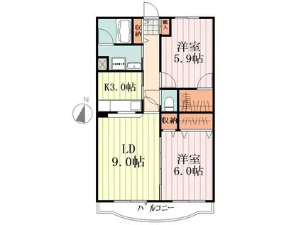 ヴェールパルク(2LDK/4階)の間取り写真