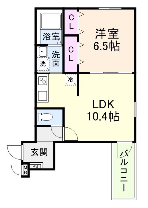 フジパレス エン III号館(1LDK/2階)の間取り写真