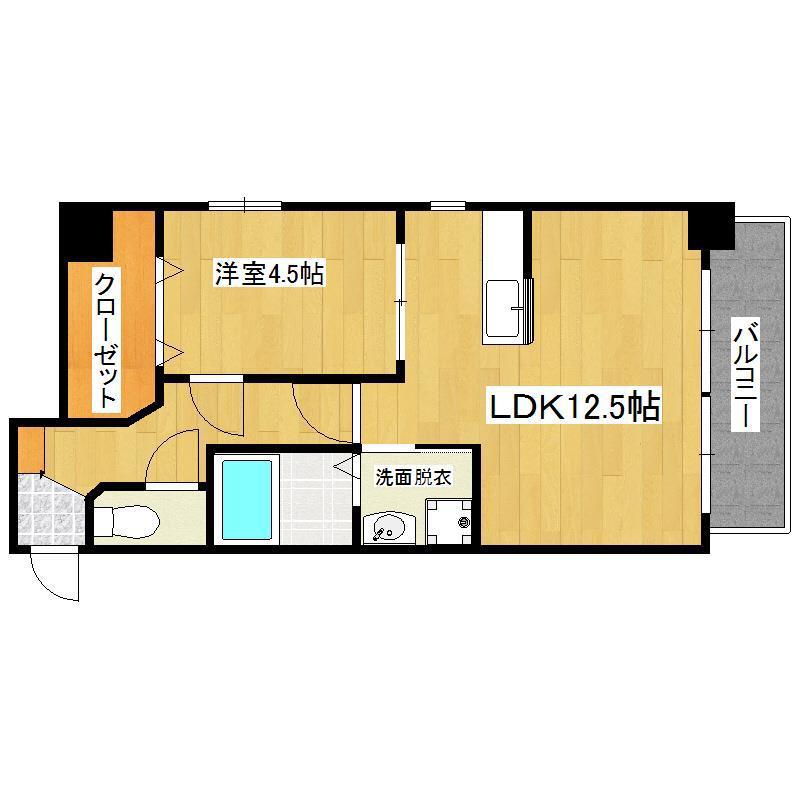 シャトル21(1LDK/4階)の間取り写真