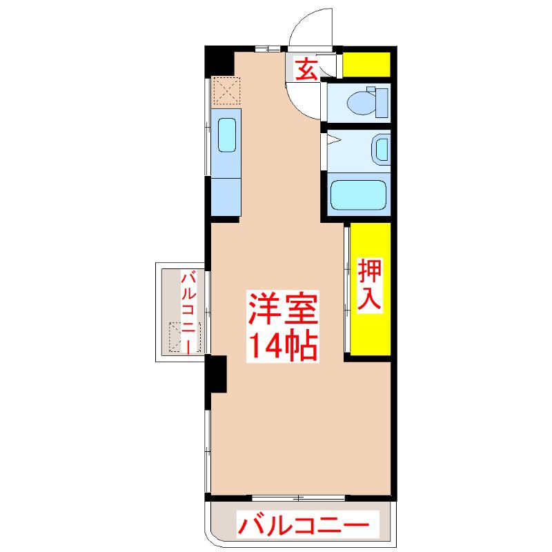 南ビル(ワンルーム/2階)の間取り写真