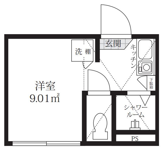PREMIER笹塚(ワンルーム/1階)の間取り写真