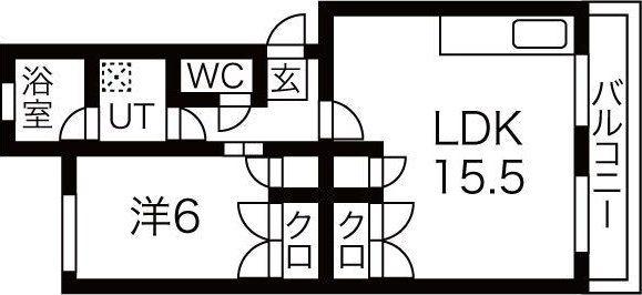 サニープラザ銀杏町(1LDK/3階)の間取り写真
