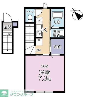 エスパーダひばりが丘(1K/2階)の間取り写真