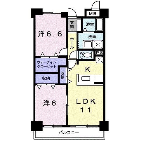 KOHOKU MTY B(2LDK/4階)の間取り写真