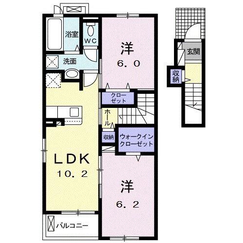 DOMUS RIPA II(2LDK/2階)の間取り写真