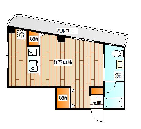 バンベール片倉(ワンルーム/2階)の間取り写真