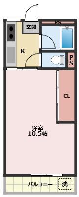 安藤コーポ(1K/3階)の間取り写真