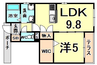 エルピーダ(1LDK/1階)の間取り写真