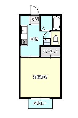 アプロード東手城B(1K/2階)の間取り写真