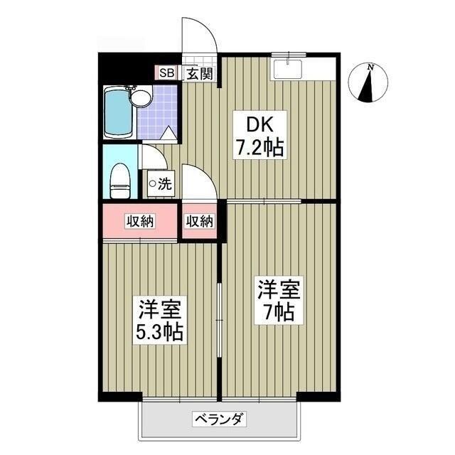 フィオーレ指扇(2DK/3階)の間取り写真