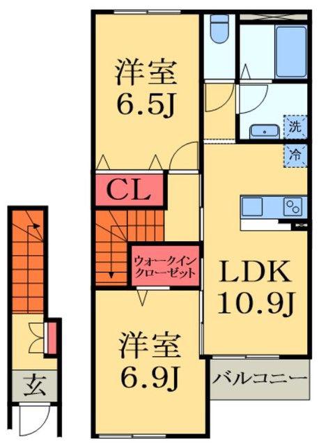 ZEUS茂原I(2LDK/2階)の間取り写真