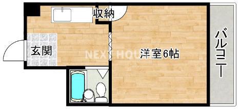 西田ハイツ天王寺(1K/3階)の間取り写真