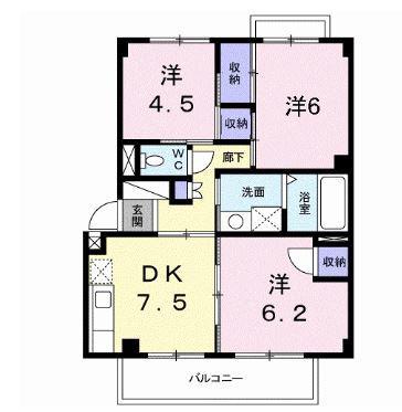 パルテールII(3DK/3階)の間取り写真