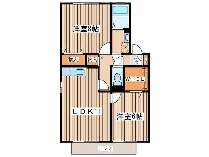 サンローズ鵠沼B(2LDK/1階)の間取り写真