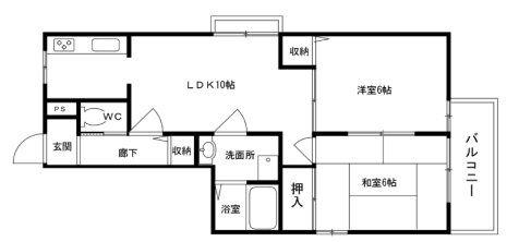 メゾンルミネ(2LDK/2階)の間取り写真