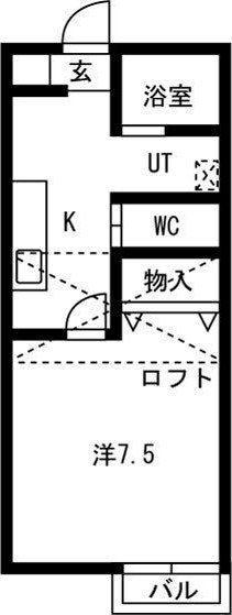ブルーリーフI(1K/2階)の間取り写真