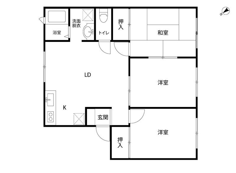 ラフォーレシャンブルB棟(3LDK/2階)の間取り写真