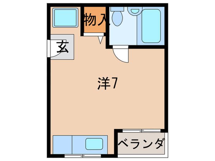 ヴォーンハウス(ワンルーム/2階)の間取り写真