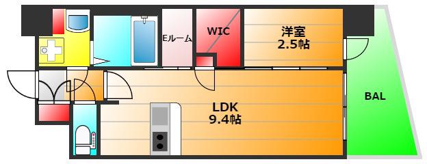セレニテ難波リアン(1LDK/12階)の間取り写真