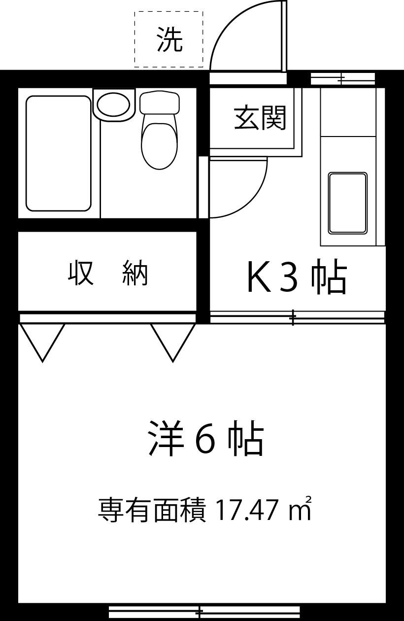棚沢ハイツC(1K/2階)の間取り写真