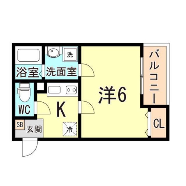 ALEGRIA尼崎西(1K/3階)の間取り写真