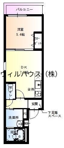 フジパレス今池2番館(1DK/3階)の間取り写真