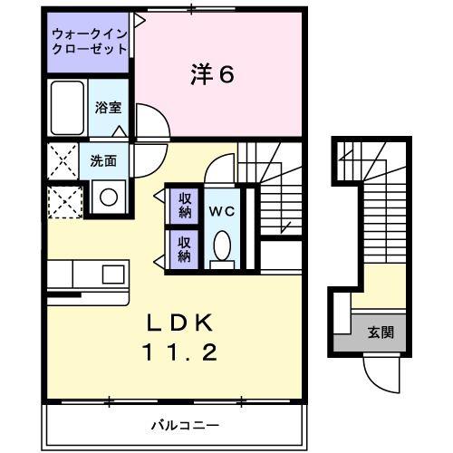 エアリーUS(1LDK/2階)の間取り写真