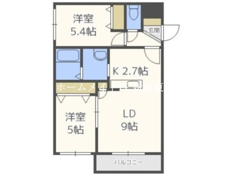 LA CAUSA N22(2LDK/4階)の間取り写真