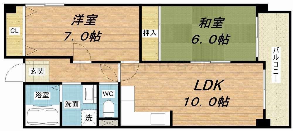 ライフコート針中野(2LDK/3階)の間取り写真