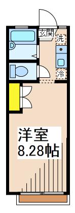 リライズ国領I(1K/1階)の間取り写真