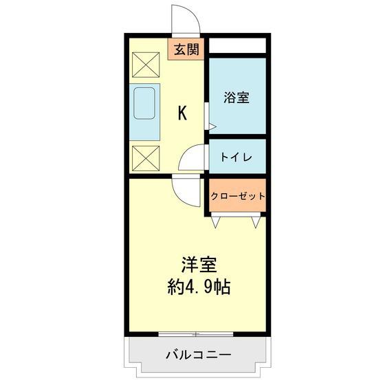 アールズプレイス二日市(1K/2階)の間取り写真